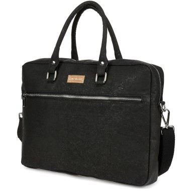 Aktówka torba duża laptopówka korka naturalnego czarna wegańska CV01