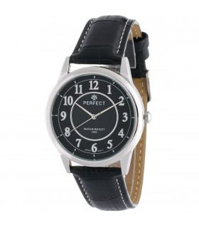 Zegarek męski kwarcowy czarno-srebrny klasyczny skórzany pasek C402