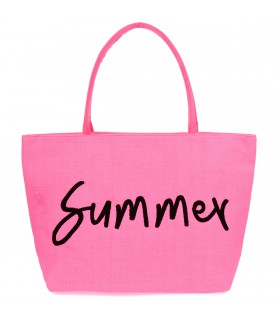 Różowa Duża torba plażowa gładka torebka summer lekka Tor751