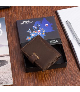 Portfel męski skórzany brązowy mały Beltimore RFiD - Sklep Krateczka