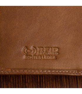 Portfel męski skórzany mały brązowy na banknoty RFiD - Sklep Krateczka