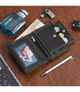 Portfel skórzany czarny vintage duży RFiD Beltimore - krateczka.pl