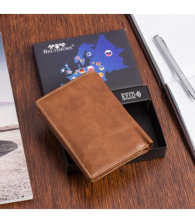 Portfel skórzany brąz vintage duży RFiD Beltimore - krateczka.pl