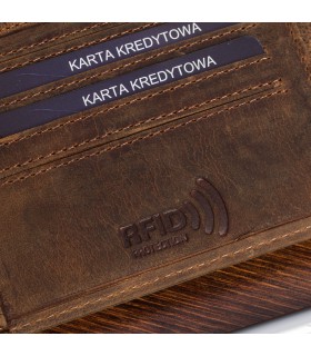 Męski portfel skórzany brązowy nubuk poziomy skóra Orzeł Polski Godło Beltimore R93- krateczka.pl