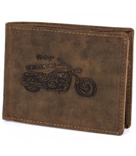 Męski portfel skórzany brązowy nubuk poziomy skóra motor harley Beltimore R94- krateczka.pl