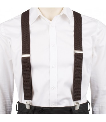 Szelki do spodni męskie eleganckie mocne V brązowe SZ2 | krateczka.pl