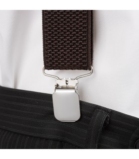 Szelki do spodni męskie eleganckie mocne V brązowe SZ2 | krateczka.pl