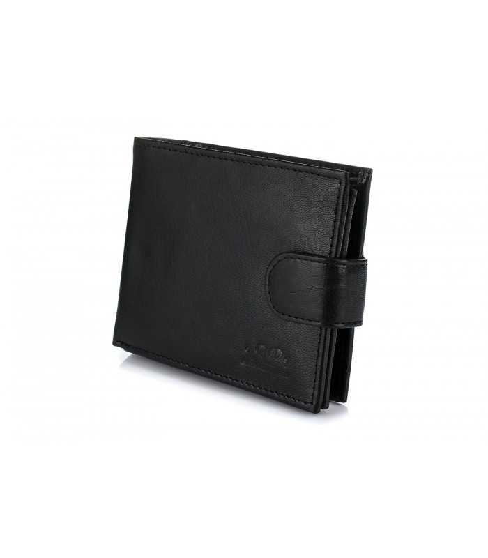 Zestaw prezentowy męski skórzany pasek portfel czarny poziomy Alessandro Paoli U65