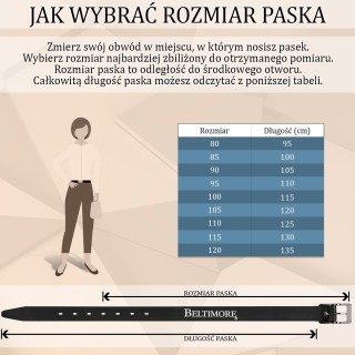 Skórzany pasek damski skóra naturalna 3 cm Beltimore D91|Krateczka.pl