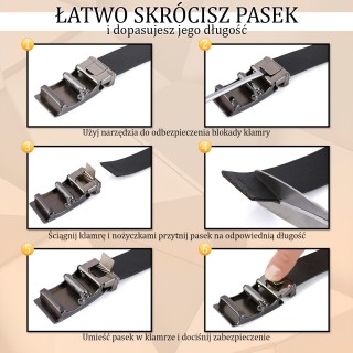BELTIMORE pasek męski skórzany klamra automat czarny A42- Krateczka.pl