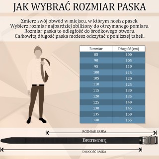 BELTIMORE pasek męski skórzany klamra automat czarny A42- Krateczka.pl