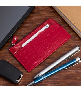 Etui na dokumenty karty czerwone skórzane Beltimore J06- krateczka.pl