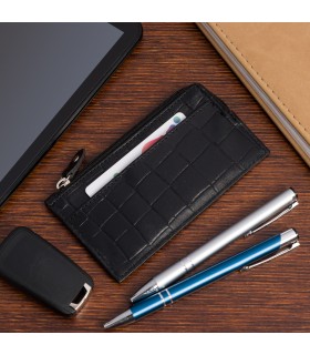 Etui na dokumenty karty czarne croco skórzane Beltimore J06- krateczka.pl