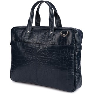 Granatowa torba skórzana croco laptop 15"6 aktówka A4 | Krateczka.pl