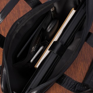 Granatowa torba skórzana croco laptop 15"6 aktówka A4 | Krateczka.pl