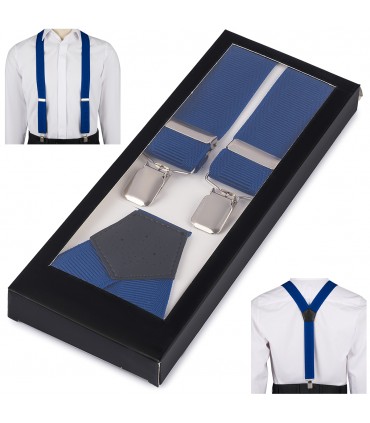 Szelki do spodni męskie eleganckie mocne V niebieskie SZ6 | krateczka.pl