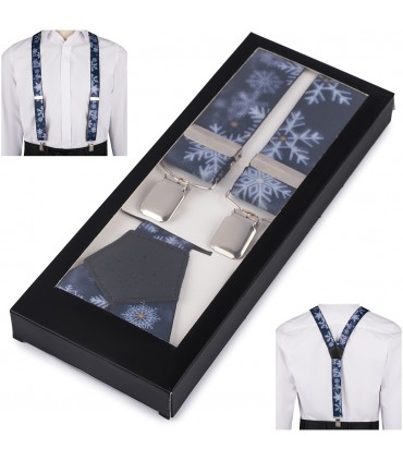 Szelki do spodni męskie eleganckie mocne V w śnieżki SZ6 | krateczka.pl