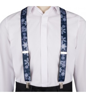 Szelki do spodni męskie eleganckie mocne V w śnieżki SZ6 | krateczka.pl