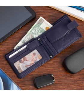 Granatowy Bag Street Portfel Skórzany Męski poziomy- Krateczka.pl
