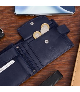 Granatowy Bag Street Portfel Skórzany Męski poziomy- Krateczka.pl