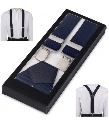 Szelki do spodni męskie eleganckie mocne V granatowe SZ6 | krateczka.pl