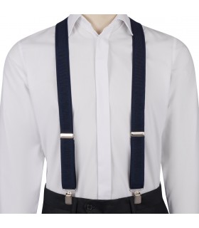 Szelki do spodni męskie eleganckie mocne V granatowe SZ6 | krateczka.pl