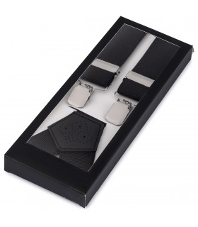 Szelki do spodni męskie eleganckie mocne V czarne SZ6 | krateczka.pl