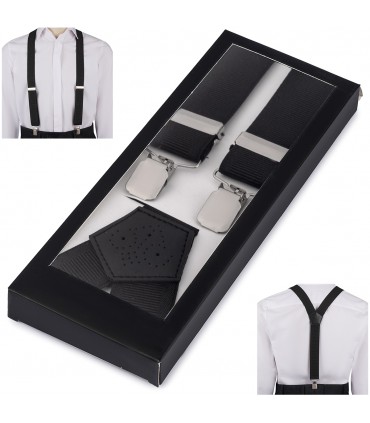 Szelki do spodni męskie eleganckie mocne V czarne SZ6 | krateczka.pl