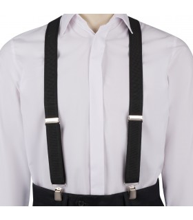 Szelki do spodni męskie eleganckie mocne V czarne SZ6 | krateczka.pl