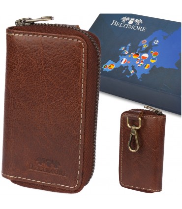 Etui na klucze premium skórzane kluczówka tan Beltimore- krateczka.pl