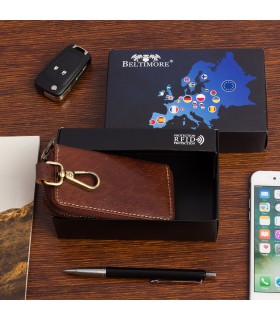 Etui na klucze premium skórzane kluczówka tan Beltimore- krateczka.pl