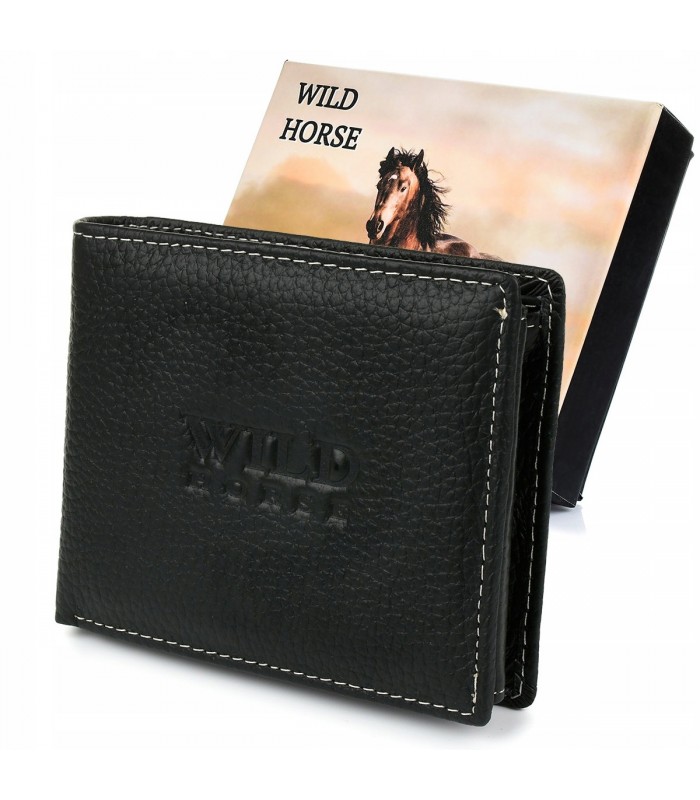 Portfel skórzany męski duży czarny Wild Horse RFiD