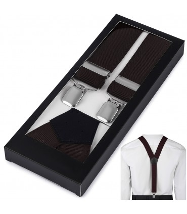 Szelki do spodni męskie eleganckie mocne V brązowe SZ6 | krateczka.pl