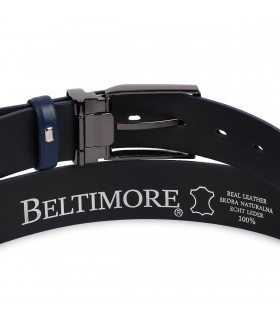 Beltimore skórzany pasek premium 3,5 cm męski granatowy| Sklep Krateczka