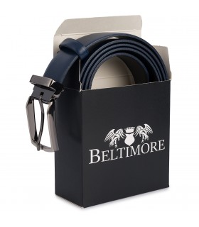 Beltimore skórzany pasek premium 3,5 cm męski granatowy| Sklep Krateczka