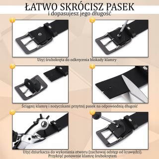 Zestaw pasek i Portfel skórzany zasuwany duży poziomy RFiD nubuk czarny Beltimore T79