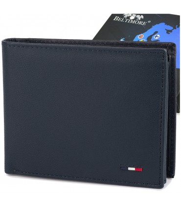 Męski portfel skórzany klasyczny RFiD granatowy Beltimore D44 | Sklep Krateczka