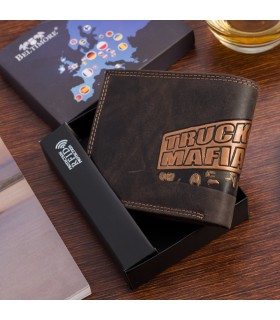 Męski portfel skórzany brązowy nubuk poziomy skóra ciężarówka Beltimore R97- krateczka.pl