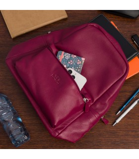 Burgundowy  Plecak Skórzany A4 damski elegancki Beltimore- krateczka.pl