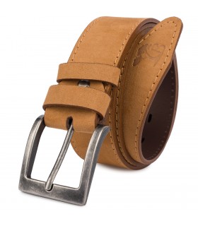 Pasek męski skórzany zamszowy skóra naturalna camel Beltimore W47 | krateczka.pl