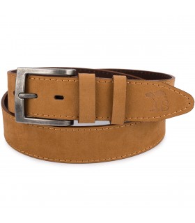 Pasek męski skórzany zamszowy skóra naturalna camel Beltimore W47 | krateczka.pl