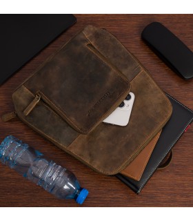Plecak saszetka nerka przez ramię crossbody brazowy S11 | Sklep Krateczka.pl