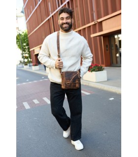 Beltimore torba męska na ramię skórzana elegancka brązowa N10 | Krateczka.pl