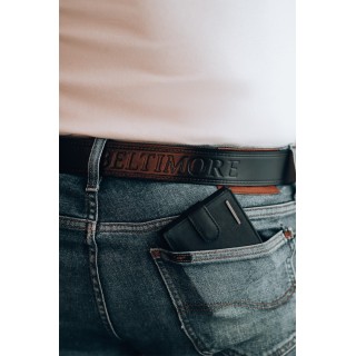 Beltimore męski skórzany pasek szeroki jeans czarny | Sklep Krateczka
