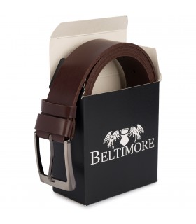 Beltimore skórzany pasek męski ciemno-brązowy szeroki | Sklep Krateczka
