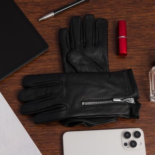 Rękawiczki skórzane damskie czarne polar BELTIMORE touch finger na dotyk | Krateczka.pl