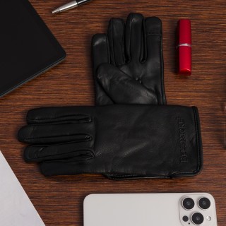 Rękawiczki skórzane damskie czarne polar touch finger BELTIMORE | Krateczka.pl