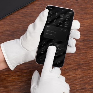 Rękawiczki skórzane damskie białe polar touch finger BELTIMORE | Krateczka.pl