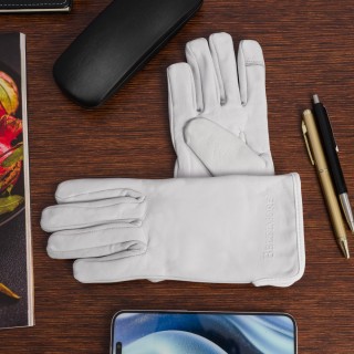 Rękawiczki skórzane damskie białe polar touch finger BELTIMORE | Krateczka.pl