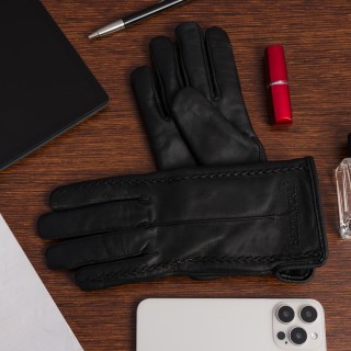 Rękawiczki skórzane damskie czarne polar touch finger BELTIMORE | Krateczka.pl